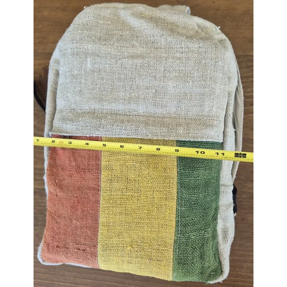 Handmade Himalayan Natural Pure Hemp Backpack | Boho Striped Festival Bag